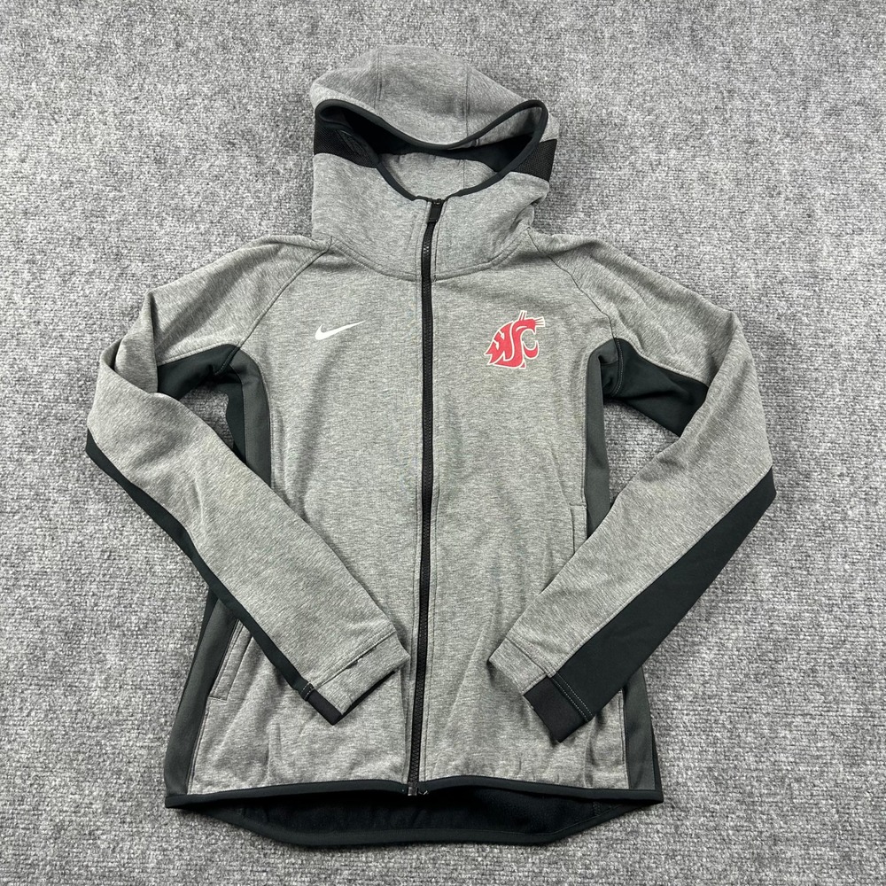 Nike Full Zip Hoodie Women Small Grey WSU Cougars Therma-FIT FD1644-032‎ Jacket